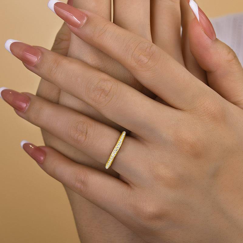 Louily Stunning Yellow Gold Pave Wedding Band - louilyjewelry