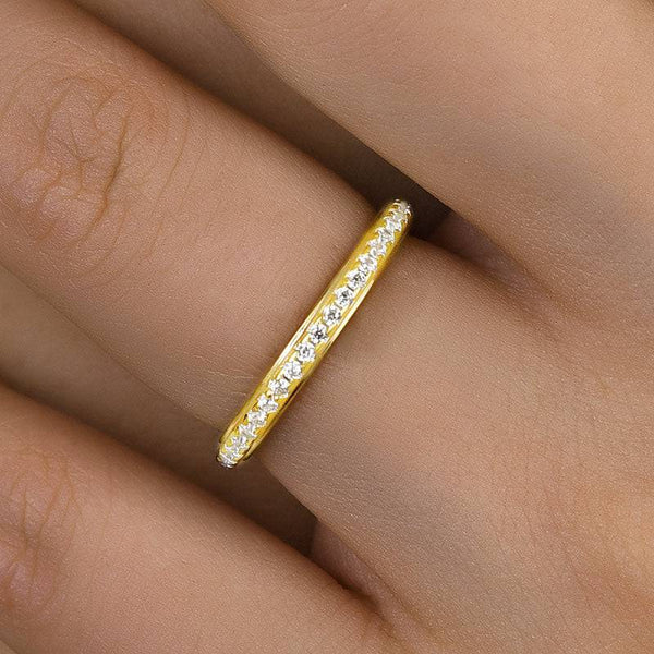 Louily Stunning Yellow Gold Pave Wedding Band