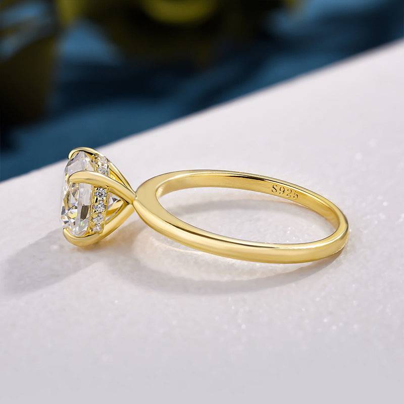 Louily Classic Round Cut Engagement Ring For Women In Sterling Silver - louilyjewelry