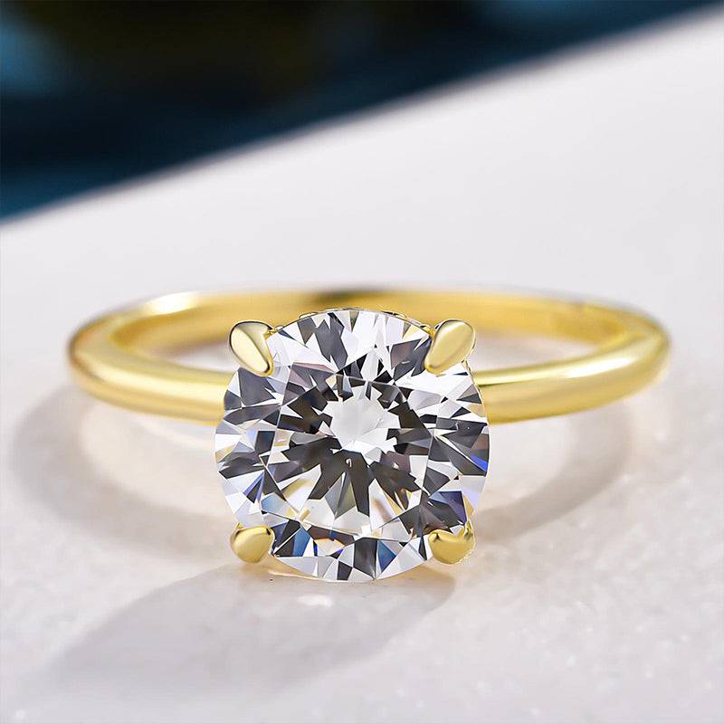 Louily Classic Round Cut Engagement Ring For Women In Sterling Silver - louilyjewelry