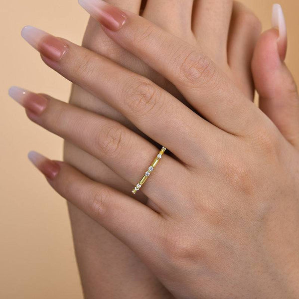 Louily Timeless Yellow Gold Round Cut Wedding Band In Sterling Silver