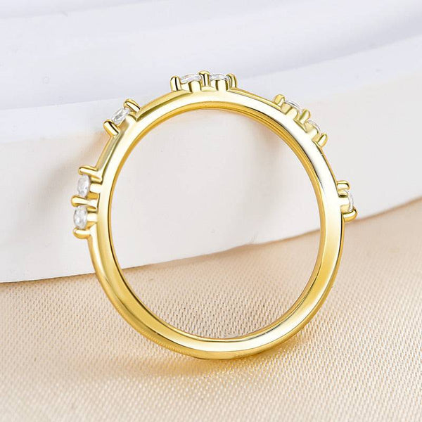 Louily Timeless Yellow Gold Round Cut Wedding Band In Sterling Silver