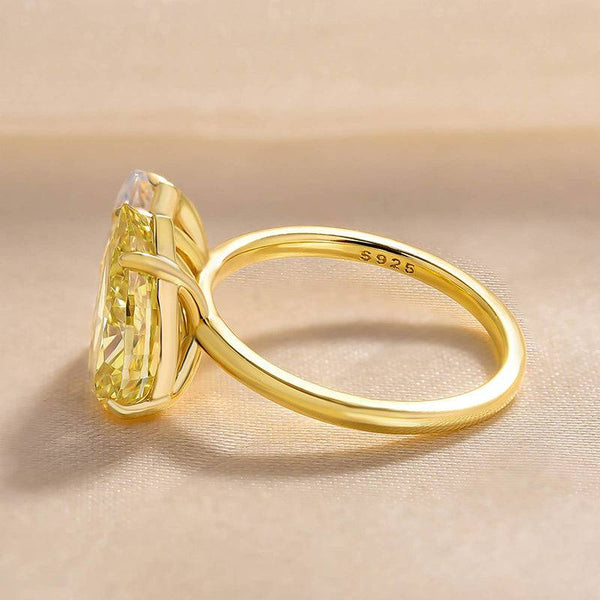 Louily Unique Yellow Gold Double Stones Design Pear & Marquise Cut Engagement Ring In Sterling Silver