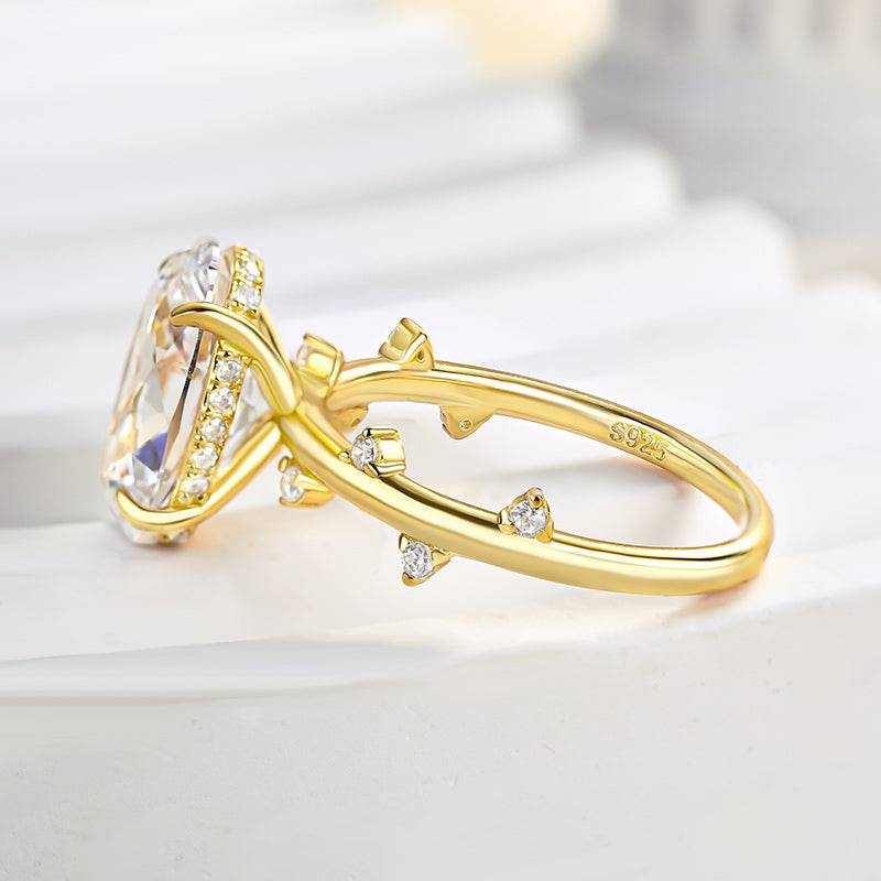 Louily Unique Yellow Gold Oval Cut Engagement Ring - louilyjewelry