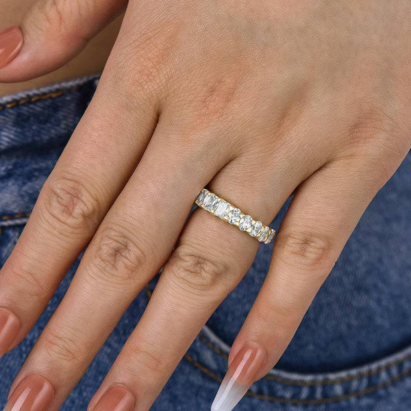 Louily Unique Yellow Gold Oval & Radiant Cut Wedding Band In Sterling Silver