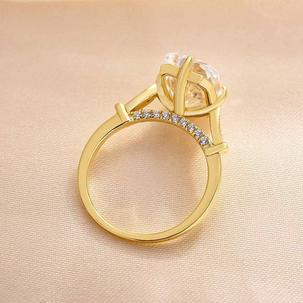 Louily Vintage Yellow Gold Radiant Cut Engagement Ring In Sterling Silver
