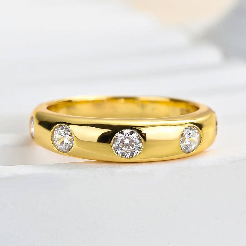Louily Vintage Yellow Gold Round Cut Wide Wedding Band - louilyjewelry