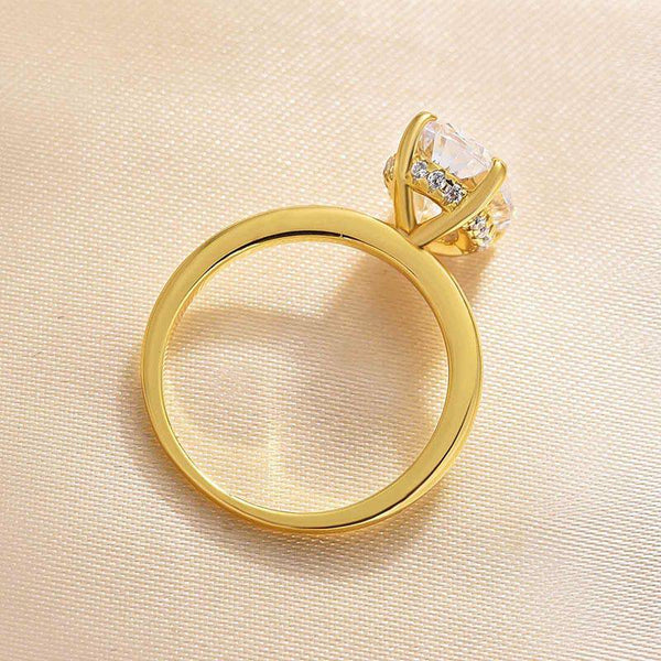 Louily Yellow Gold 3.5 Carat Oval Cut Solitaire Engagement Ring In Sterling Silver