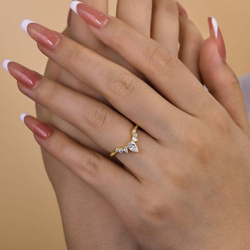 Louily Yellow Gold Art Deco Women's Wedding Band In Sterling Silver - louilyjewelry