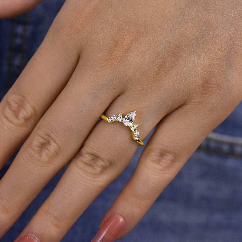 Louily Yellow Gold Art Deco Women's Wedding Band In Sterling Silver - louilyjewelry