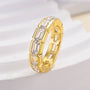 Louily Yellow Gold Bezel Emerald Cut Women's Wedding Band In Sterling Silver - louilyjewelry