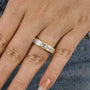 Louily Yellow Gold Bezel Emerald Cut Women's Wedding Band In Sterling Silver - louilyjewelry