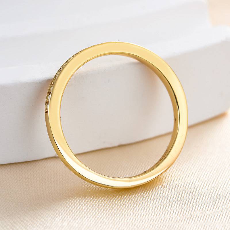 Louily Yellow Gold Channel Set Curved Half Wedding Band - louilyjewelry