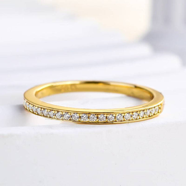 Louily Yellow Gold Channel Set Curved Half Wedding Band