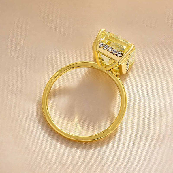 Louily Yellow Gold Radiant Cut Yellow Sapphire Engagement Ring In Sterling Silver