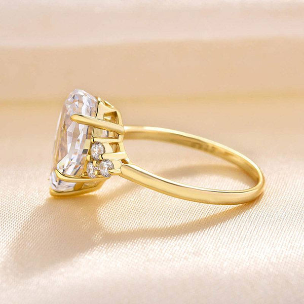 Louily Yellow Gold Pear Cut Simulated Diamond Engagement Ring In Sterling Silver