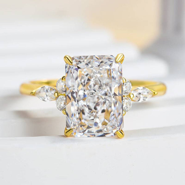 Noble Yellow Gold Crushed Ice Radiant Cut Engagement Ring