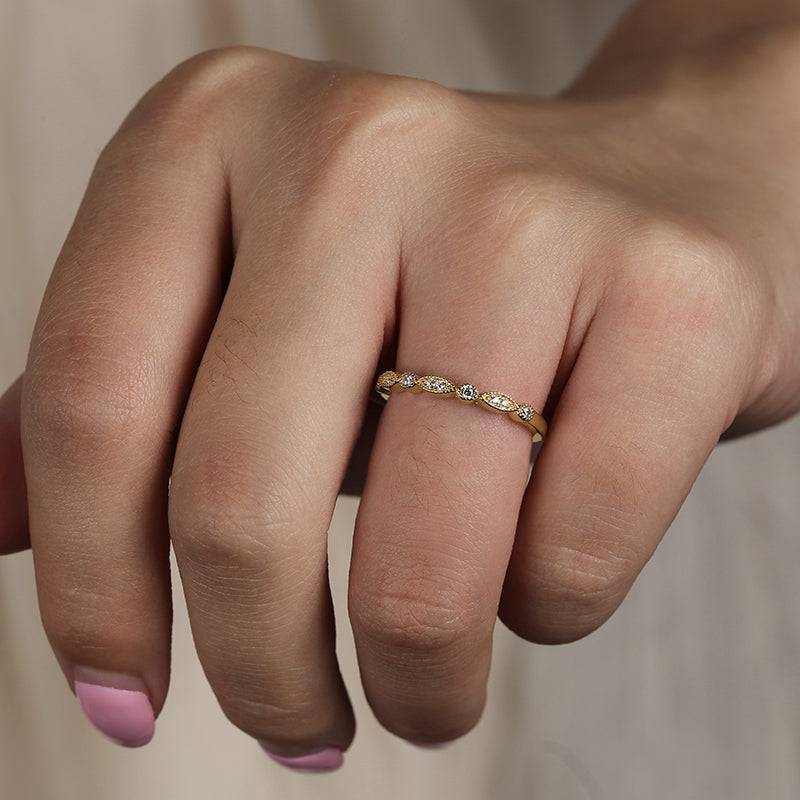 Louily Art Deco Half Eternity Women's Wedding Band In Sterling Silver - louilyjewelry