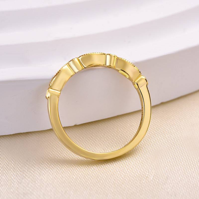 Louily Art Deco Half Eternity Women's Wedding Band In Sterling Silver - louilyjewelry