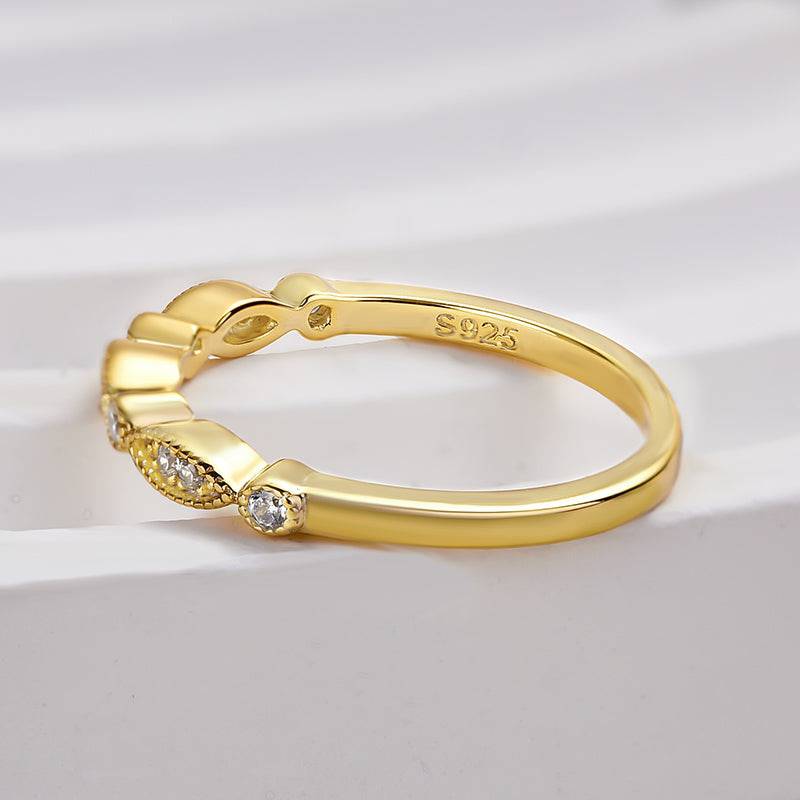 Louily Art Deco Half Eternity Women's Wedding Band In Sterling Silver - louilyjewelry