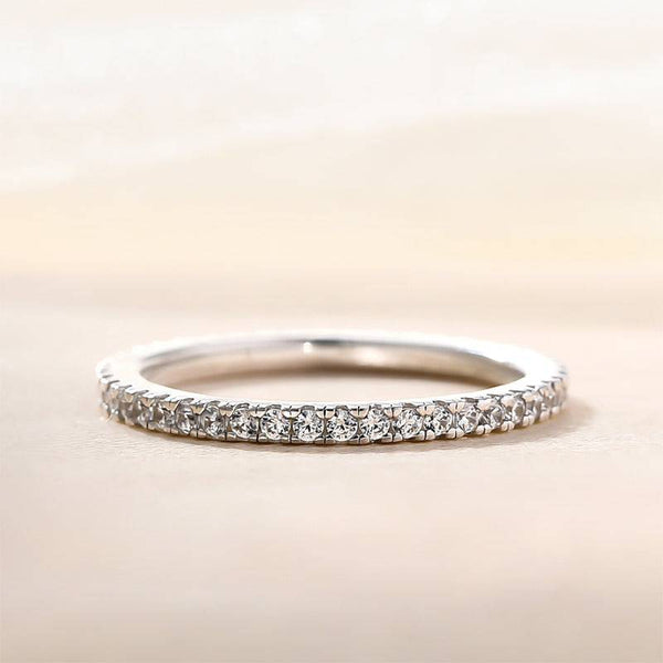 Louily Classic Full Eternity Thin Wedding Band For Women In Sterling Silver