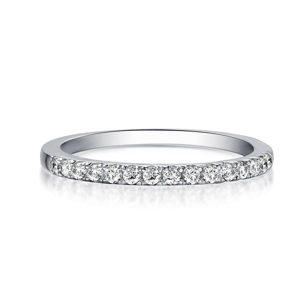 Louily Classic Half Eternity Thin Women's Wedding Band In Sterling Silver