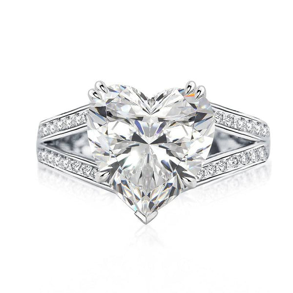 Louily Exquisite 5.0 Carat Heart Cut Engagement Ring In Sterling Silver