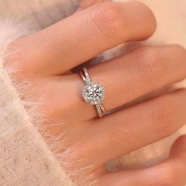 Louily Moissanite Halo Engagement Ring For Women