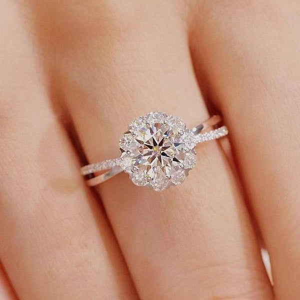 Louily Moissanite Halo Engagement Ring For Women