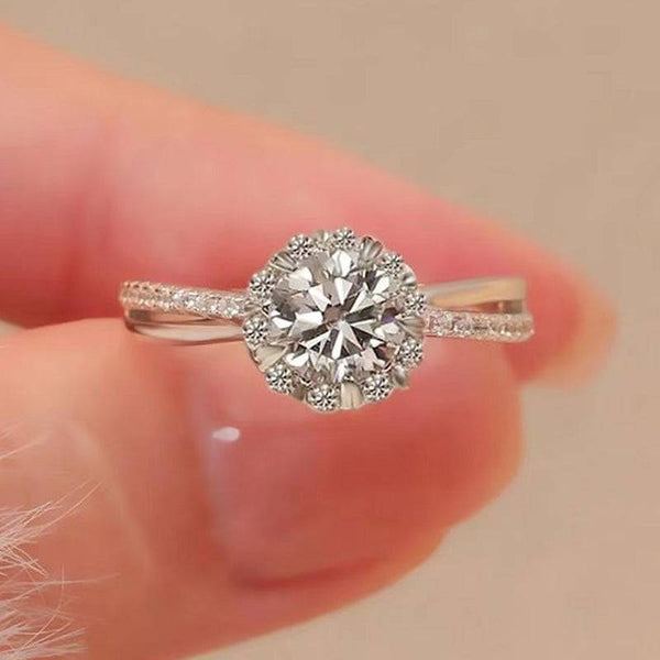 Louily Moissanite Halo Engagement Ring For Women