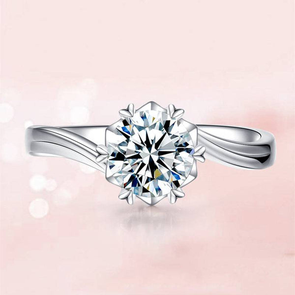 Louily Moissanite Twist Round Cut Engagement Ring