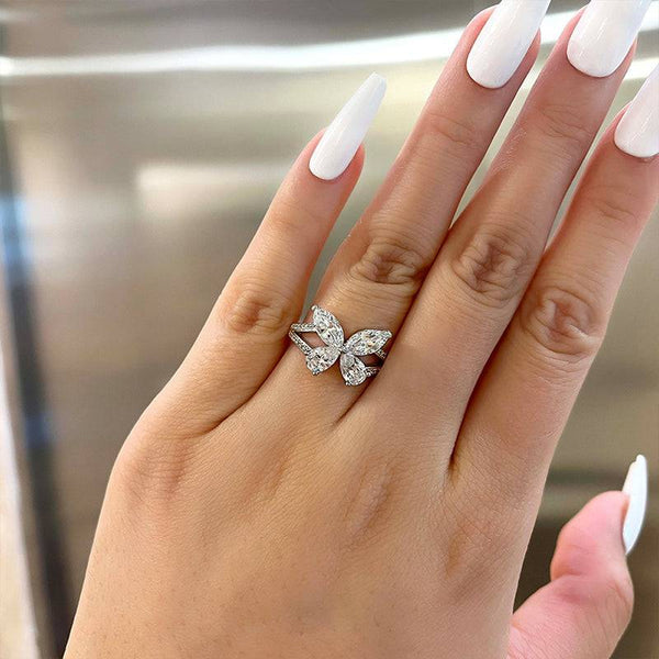 Louily Butterfly Design Promise Ring Gift For Her In Sterling Silver