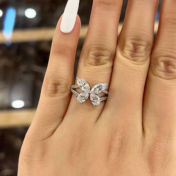 Louily Butterfly Design Promise Ring Gift For Her In Sterling Silver