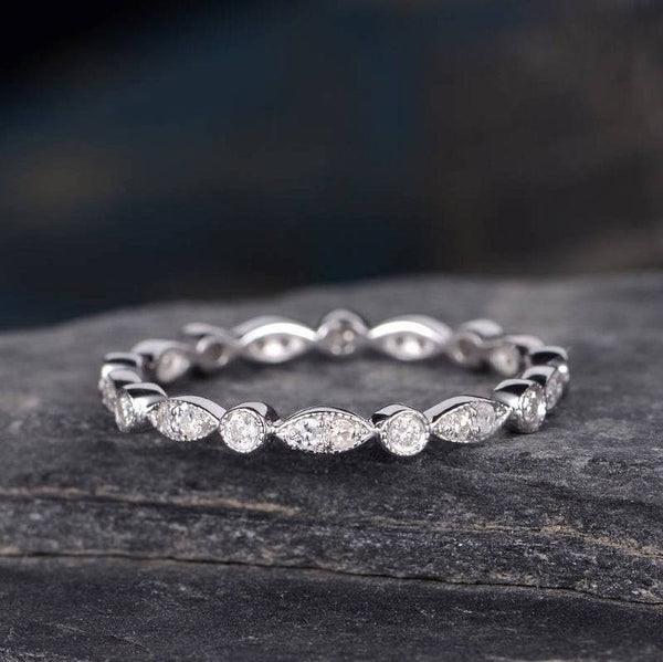 Louily Four Row Full Eternity Stackable Band Set In Sterling Silver
