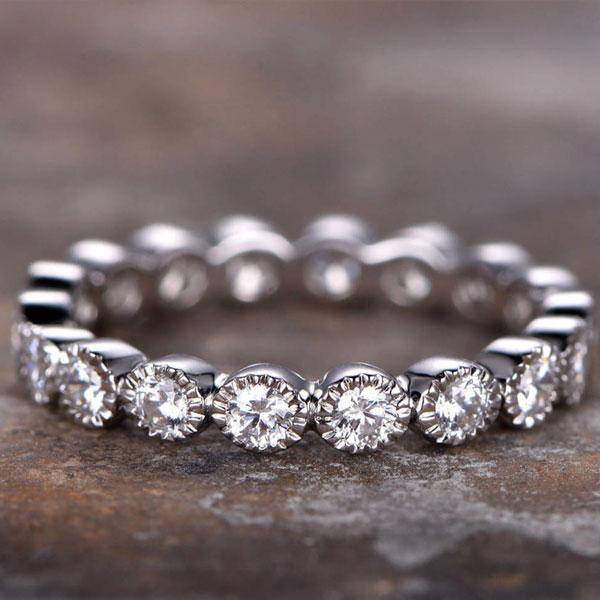 Louily Four Row Full Eternity Stackable Band Set In Sterling Silver