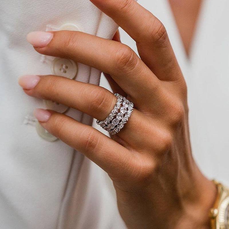 Louily Lovely Marquise & Round Cut 3PC Wedding Band Set In Sterling Silver - louilyjewelry