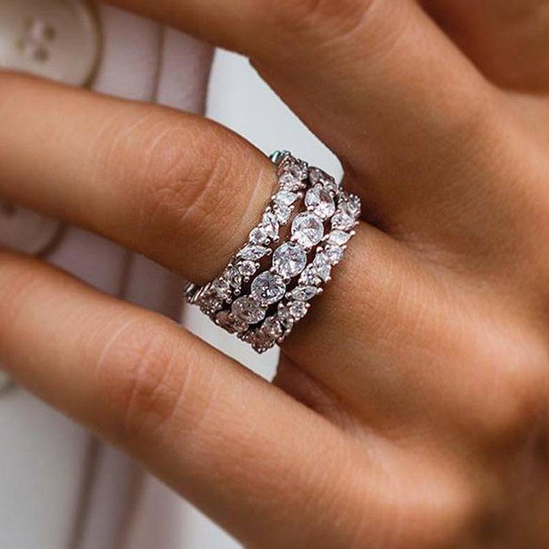 Louily Lovely Marquise & Round Cut 3PC Wedding Band Set In Sterling Silver - louilyjewelry