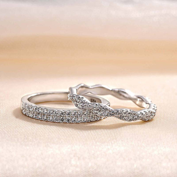 Louily Luxurious Cushion Cut 3PC Wedding Band Set For Women In Sterling Silver