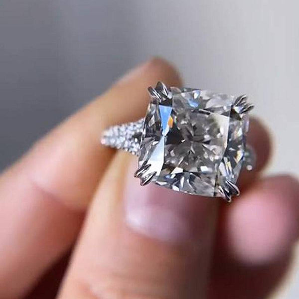 Louily Sparkle Split Shank Cushion Cut Women's Engagement Ring