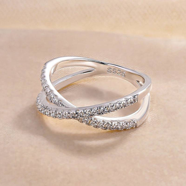 Louily X Criss Cross Wedding Band For Women In Sterling Silver