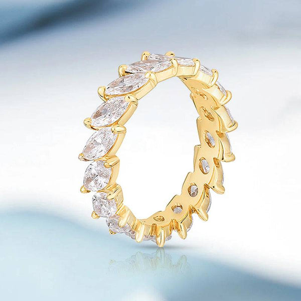 Louily Eternity Yellow Gold Marquise Cut Diamond Wedding Band