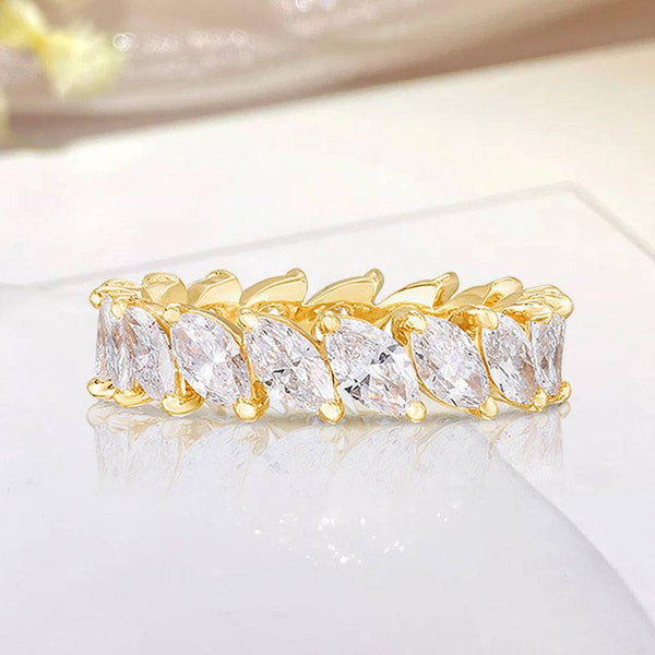 Louily Eternity Yellow Gold Marquise Cut Diamond Wedding Band