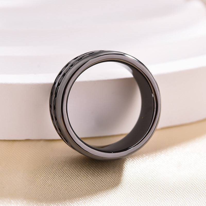 Louily Two Row Design Black Gold Black Sapphire Men's Wide Wedding Band In 925 Sterling Silver - louilyjewelry