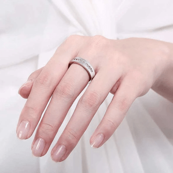 Louily Classic Design White Sapphire Men's Wide Wedding Band In 925 Sterling Silver - louilyjewelry