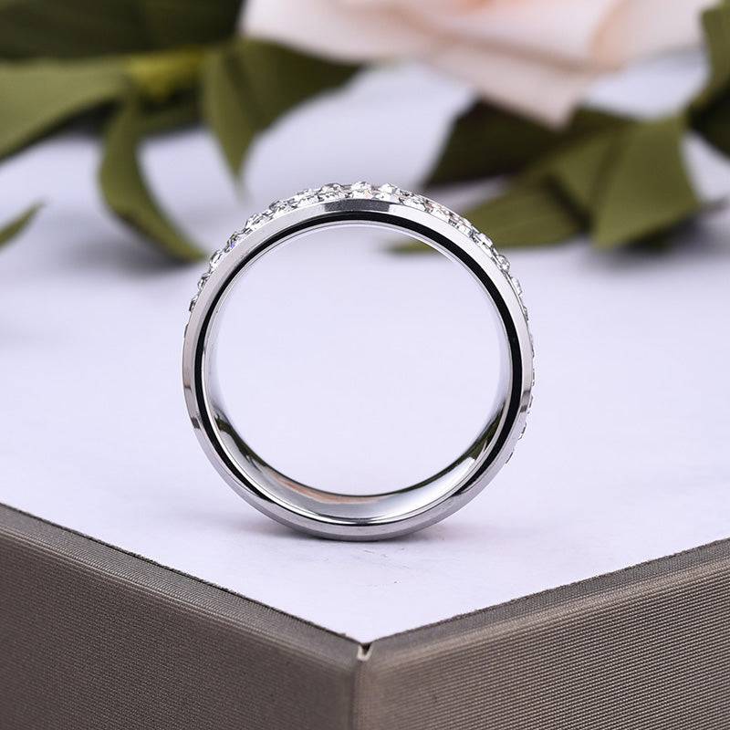 Louily Two Row Design White Gold White Sapphire Men's Wide Wedding Band In 925 Sterling Silver - louilyjewelry