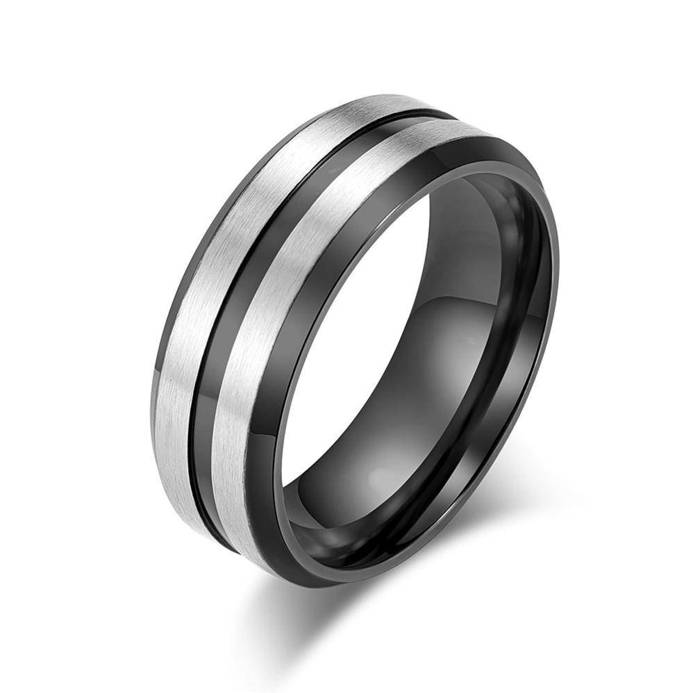 Louily Two Tone Stainless Steel Brushed Plating Men's Wide Wedding Band - louilyjewelry