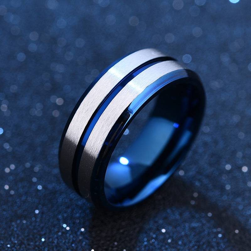 Louily Two Tone Stainless Steel Brushed Plating Men's Wide Wedding Band - louilyjewelry