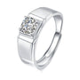 1.0 Carat Round Cut Adjustable Wedding Ring For Men In Sterling Silver - louilyjewelry