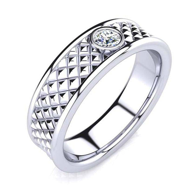 Sterling Silver Fashion Design Round Cut Wedding Ring For Him