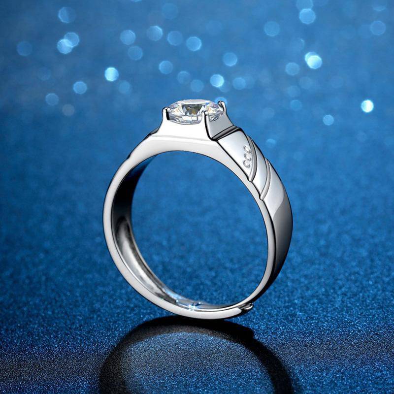 Classic Round Cut Wide Wedding Band For Men In Sterling Silver - louilyjewelry